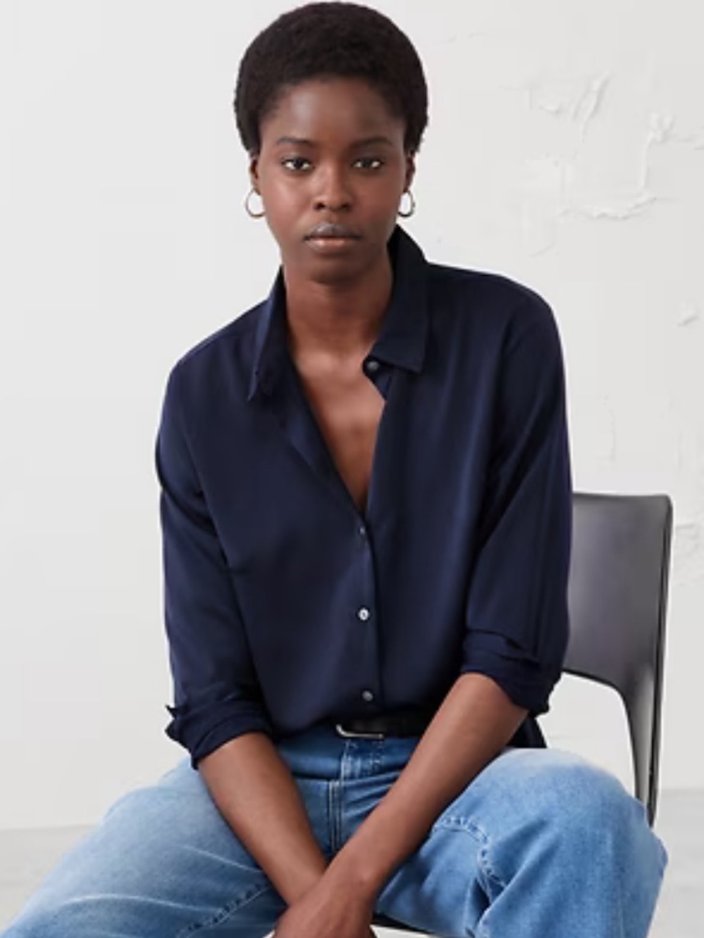 Banana Republic Navy Silk Shirt